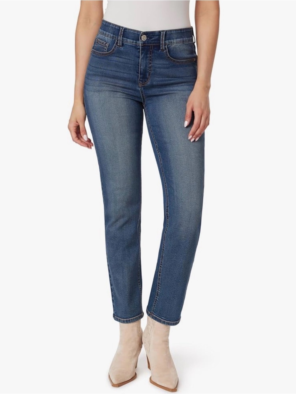Angels Forever Young 360 Sculpt Mid-Rise Straight Ankle Jeans Blue Size 16/33